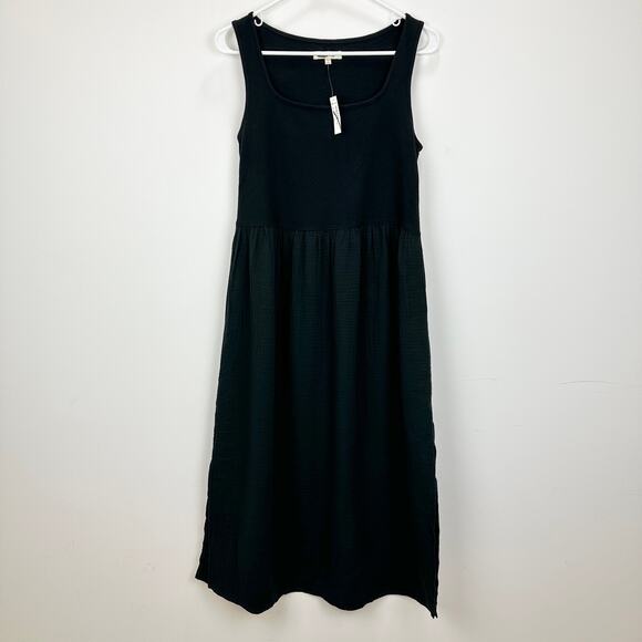 Madewell Knit Tank Midi Dress Black Minimalist Casual A Line Cotton Small NWT - Picture 7 of 16